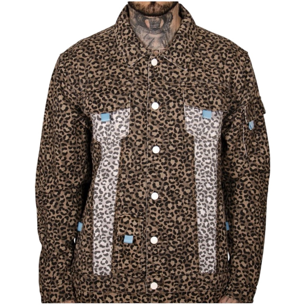 NWT THE HIDEOUT CLOTHING TROPICS LEOPARD DENIM JACKET